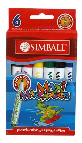 Marcadores Fibras Escolares Simball Jumbo X6 Colores