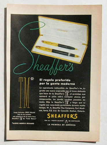 Publicidad Antigua Mexicana De Plumas Sheaffer's, De 1952