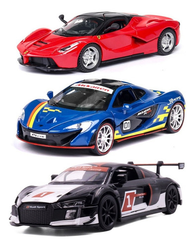 Ferrari Mclaren Audi Miniatura Metal Autos Juego 3 Piezas