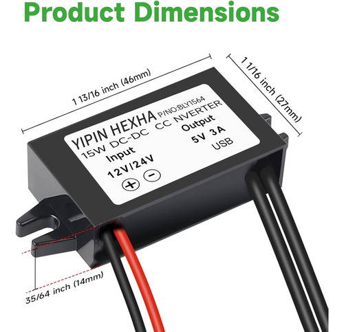 Convertidor De Adaptador De Corriente Yipin Hexha Dc12v/24v