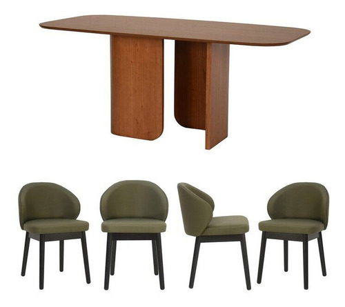 Kit Mesa De Jantar Boreal 180cm E 4 Cadeiras Jambu Cabecasa