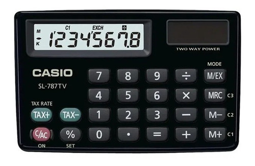 Calculadora Casio Sl-787tv-bk-w 8 Digitos Negra Color Negro