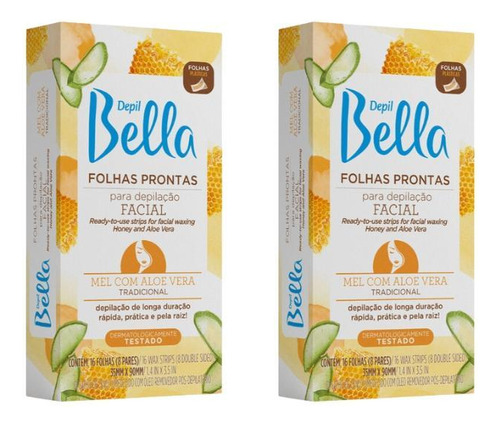 Depil Bella Folhas Prontas Facial Mel/aloe Vere 16fls - 2un