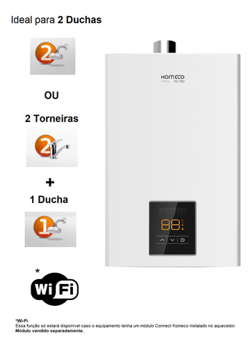 Aquecedor Komeco Ko 16 D Prime Com Módulo Wi Fi E Kit Glp