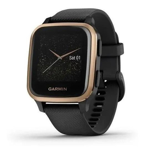 Imagen 4 de 5 de Smartwatch Garmin Venu Venu Sq - Music Edition 1.3" caja 40mm de polímero reforzado con fibra black, malla black de silicona y bisel rose gold de aluminio anodizado