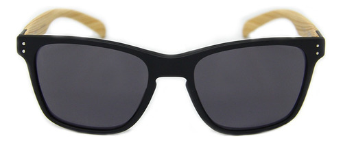 Óculos De Sol Hb Gipps 2 Masculino Quadrado Cor Armação preto fosco com hastes cor madeira Lentes cinza fumê