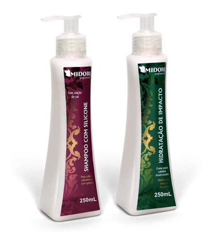  Kit Shampoo Com Silicone + Hidratação Impacto 250 Ml Midori