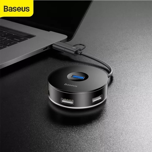 Hub Usb Baseus Power Round Box 4 En 1, 5gbps, Cahub-f01