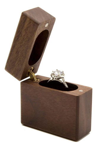 Caja De Anillos De Madera Para Compromiso, Propuesta Y Boda