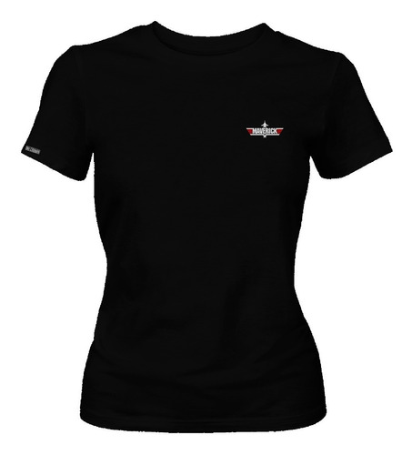 Camiseta Maverick Logo Con Avion Estrella Top Gun Mujer Phd