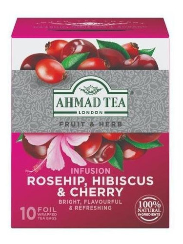 Chá Misto De Rosa Silvestre Hibisco E Cereja Ahmad Tea 20g