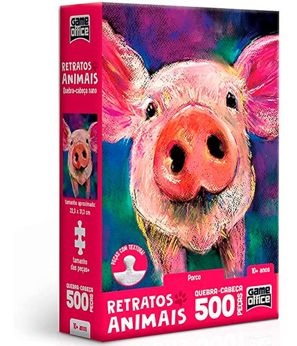 Quebra Cabeça Retratos Animais Porco 500 Peças 2896 Toyster