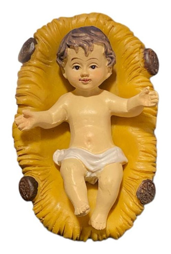 Niño Dios Italiano Con Pesebre Figura Resina 7cm + Decenario