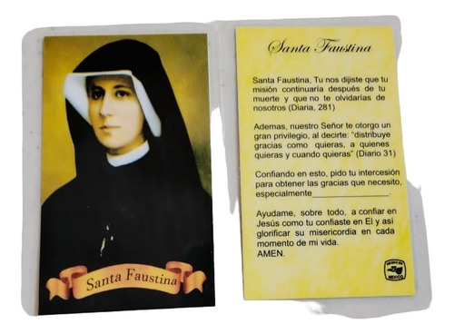 Estampa  Santa Faustina  50 Pzs Enmicadas, Oraciones