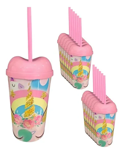 Vaso Pitillo Unicornio Sorpresa X6u Alta Calidad