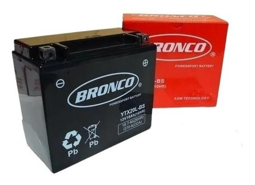 Bateria Para Moto Bronco Ytx20l-bs Moto De Agua 