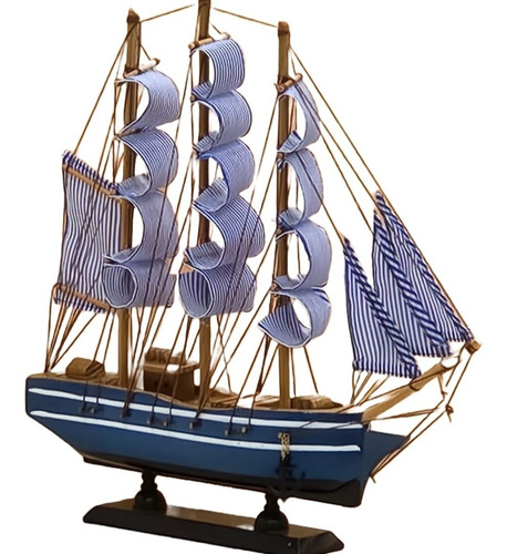 Imagem 1 de 2 de Barco Navio Decorativo 32 Cm - Madeira Maciça - Montado