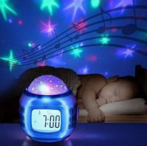 Reloj Despertador Alarma Proyector Estrellas Con Musica