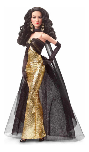 Barbie Signature Muñeca de Colección María Félix con un elegante vestido dorado y negro