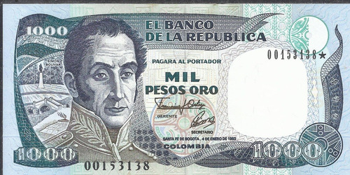 Colombia Reposición 1000 Pesos 4 Enero 1993
