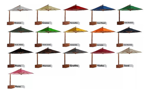 Ombrelone Lateral Quadrado Giratório 360o Com Floreira 3x3 M