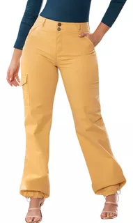 Pantalón Mango Tipo Cargo Tyt - Amarillo: Moda Colombiana