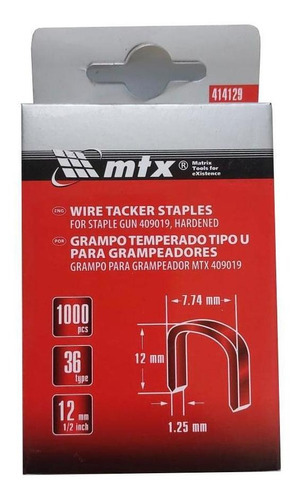 Grampos Temperados Para Grampeador Tipo U 12mm 1000un Mtx