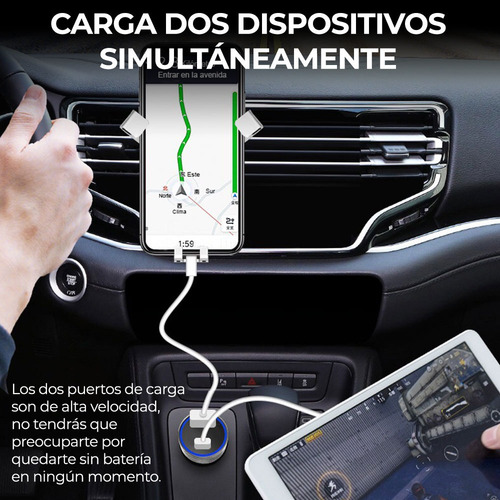Turbo Cargador Qc3.0 Auto 2 Usb Carga Rápida Pd Tipo C 20w