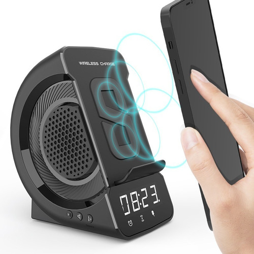 Altavoz Cargador Inalámbrico 10w Con Alarma De Reloj