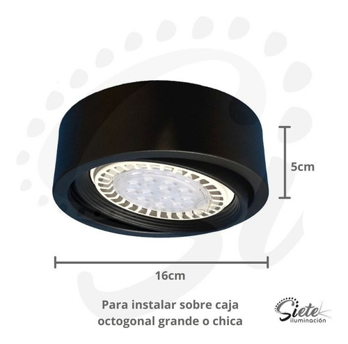 Imagen 2 de 4 de Lámpara Spot Semi Embutido 12w Ar111 Gu10 Led Circular Móvil