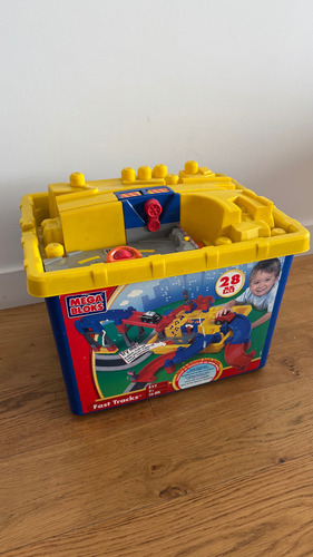 Caja Organiz. Plást. Guarda Juguetes. Tapa Símil Pista Autos Azul (Usado)
