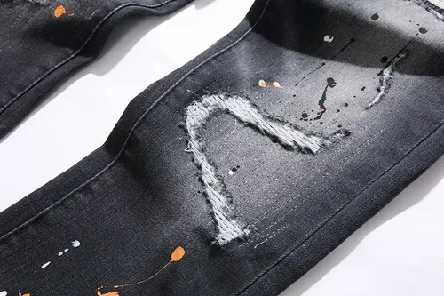 2024 New Purple Brand Jeans Vintage Black Paint | Frete grátis