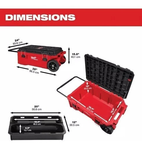 Caja Alargada Con Ruedas 96cm Packout Milwaukee 48-22-8428