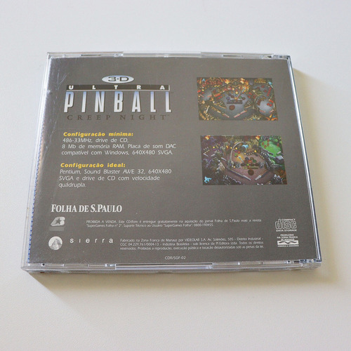 Cd-rom Jogo 3d Ultra Pinball Creep Night Pc Retrô Windows