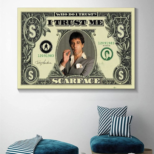 Cuadro Decorativo Tony Scarface Dollar Diseño Unico 40x60cm