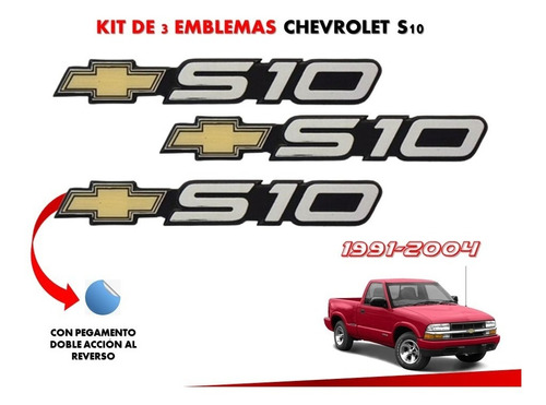 Kit De 3 Emblemas Chevrolet S10 91-04
