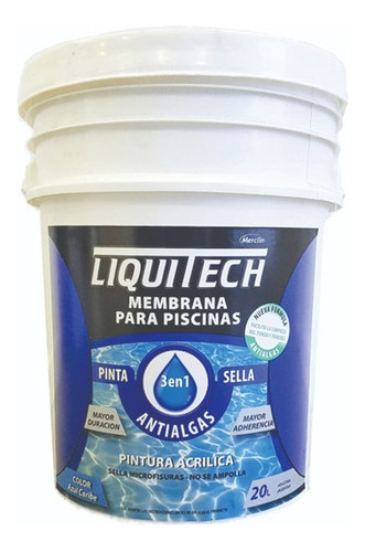 Pintura Pileta Liquitech 3en1 Pinta Sella Antialga 20l Mm Color Azul