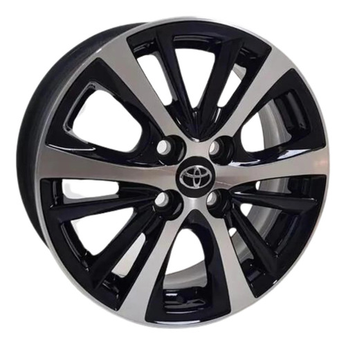 Rodas Toyota Yaris Dual Tone Aro 15 (jogo) + Bicos Cor Preto Com Diamantado