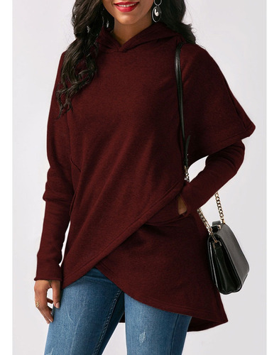Sudadera Casual De Moda Dama Cruzada Con Capucha