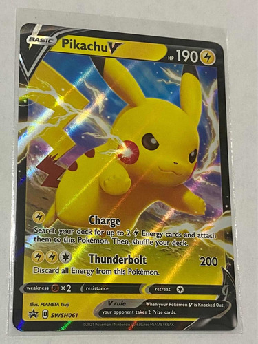 Carta Pokémon Pikachu V Holo Importada Usa + Funda Original