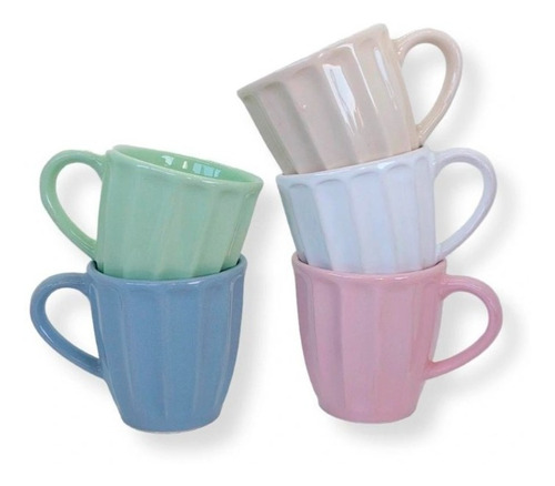 Taza Jarrito Café Vainilla Cerámica X8 Colores 150 Cc