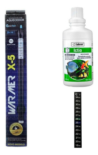 Kit Termostato 500w 110v Ocean Tech+ Ictio 100ml+ Termômetro
