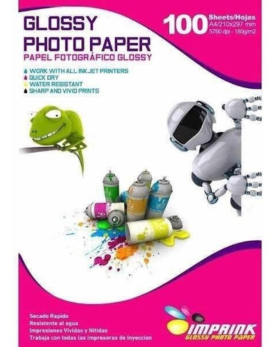 1000 Hojas Papel Foto Glossy A4/180g Envío Gratis