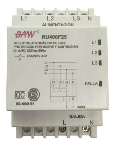 Selector Automático De Fase Baw 25a Protector Tensión 