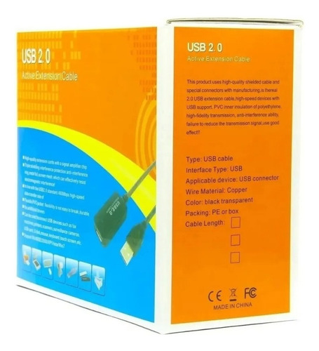 Cabo Extensor Usb 2.0 Ativo Amplificado 10m Macho Fêmea
