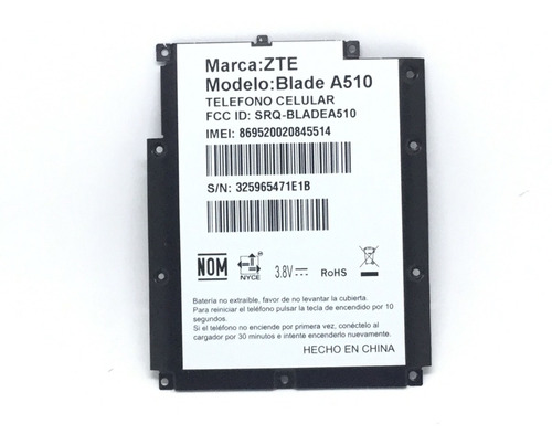 Tapa De Bateria Zte Blade A510 Original