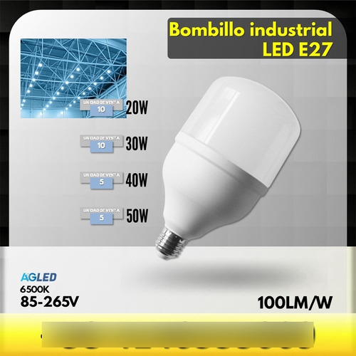 Bombillo Led 50w Industrial 6500k E27 85-265v 100lm/w