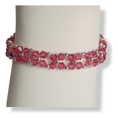 comprar Pulsera  Flor Con Cristales Swarovski Color Rose Ab