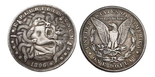 Moneda 1 Dólar Cara Serpientes 1896, Hobo One Dollar Morgan 