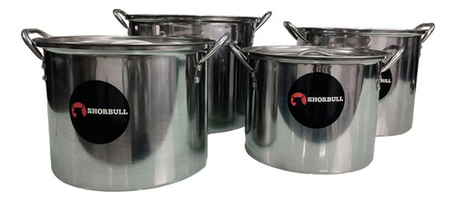 Ollas Con Tapa Acero Inoxidable 8 Pz 6.6 9.3 12 17l Shorbull Color Gris